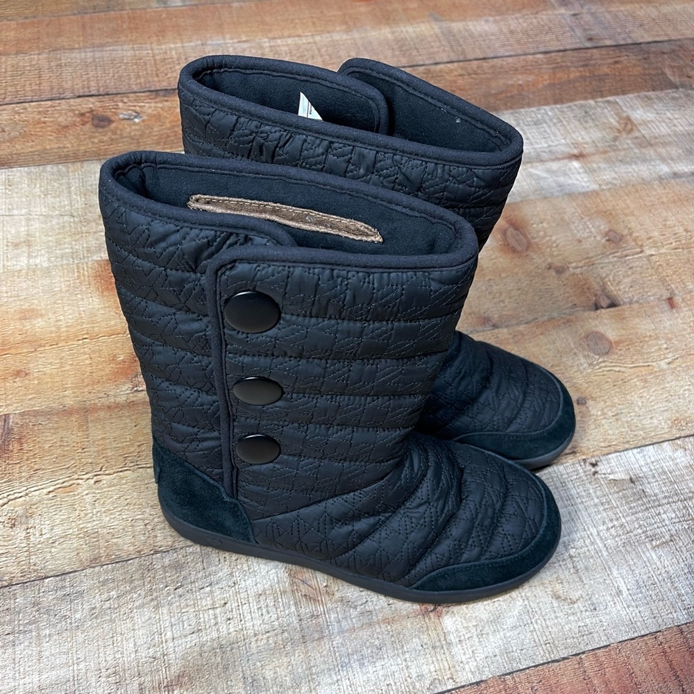 UGG Kids Puffy Quilted Houndstooth Black Girls Boots